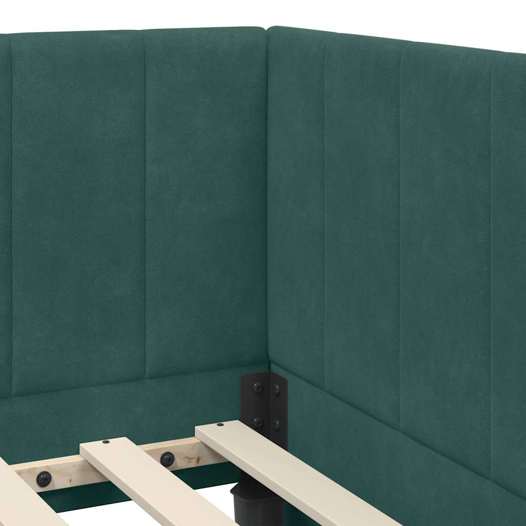 Corner Bed Frame with Headboard Dark green 80 x 200 cm Velvet