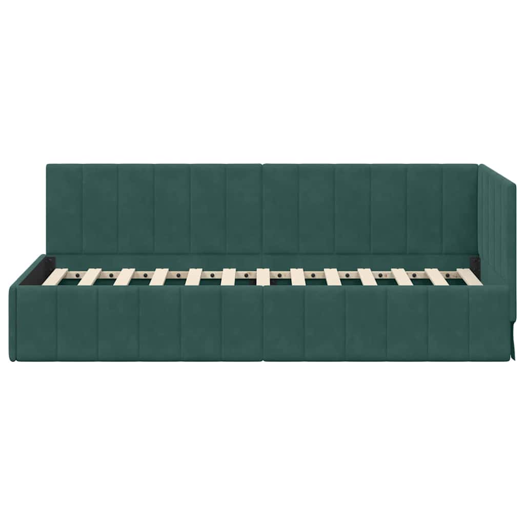 Corner Bed Frame with Headboard Dark green 80 x 200 cm Velvet
