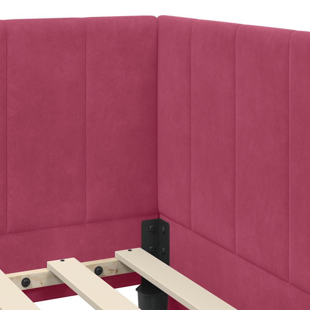 Corner Bed Frame with Headboard Wine red 80 x 200 cm Velvet