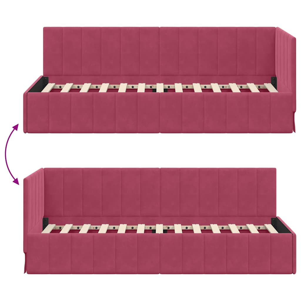 Corner Bed Frame with Headboard Wine red 80 x 200 cm Velvet