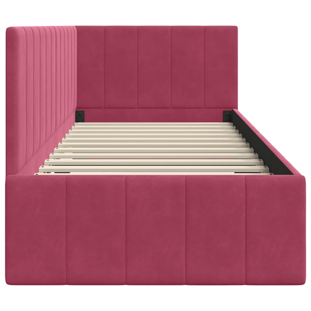 Corner Bed Frame with Headboard Wine red 80 x 200 cm Velvet