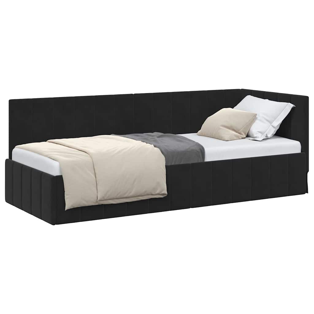 Corner Bed Frame with Headboard Black 80 x 200 cm Velvet