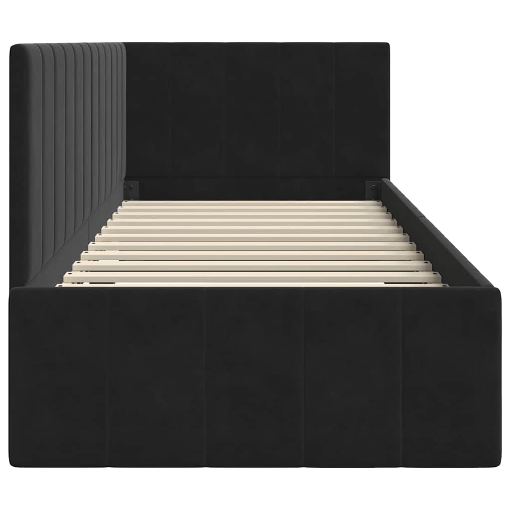 Corner Bed Frame with Headboard Black 80 x 200 cm Velvet