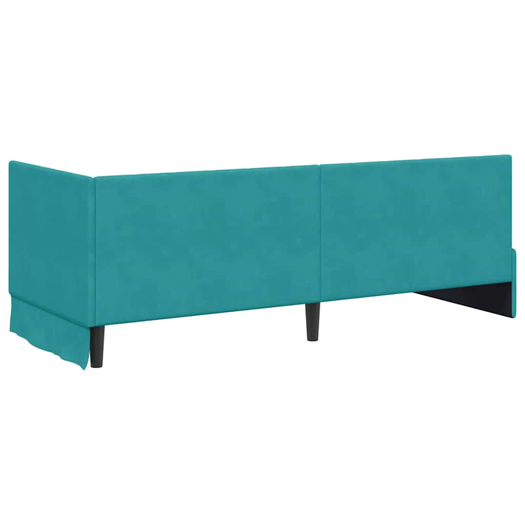 Corner Bed Frame with Headboard Turquoise 80 x 200 cm Velvet