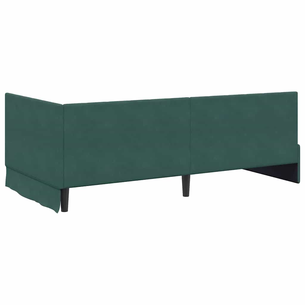 Corner Bed Frame with Headboard Dark green 90 x 200 cm Velvet
