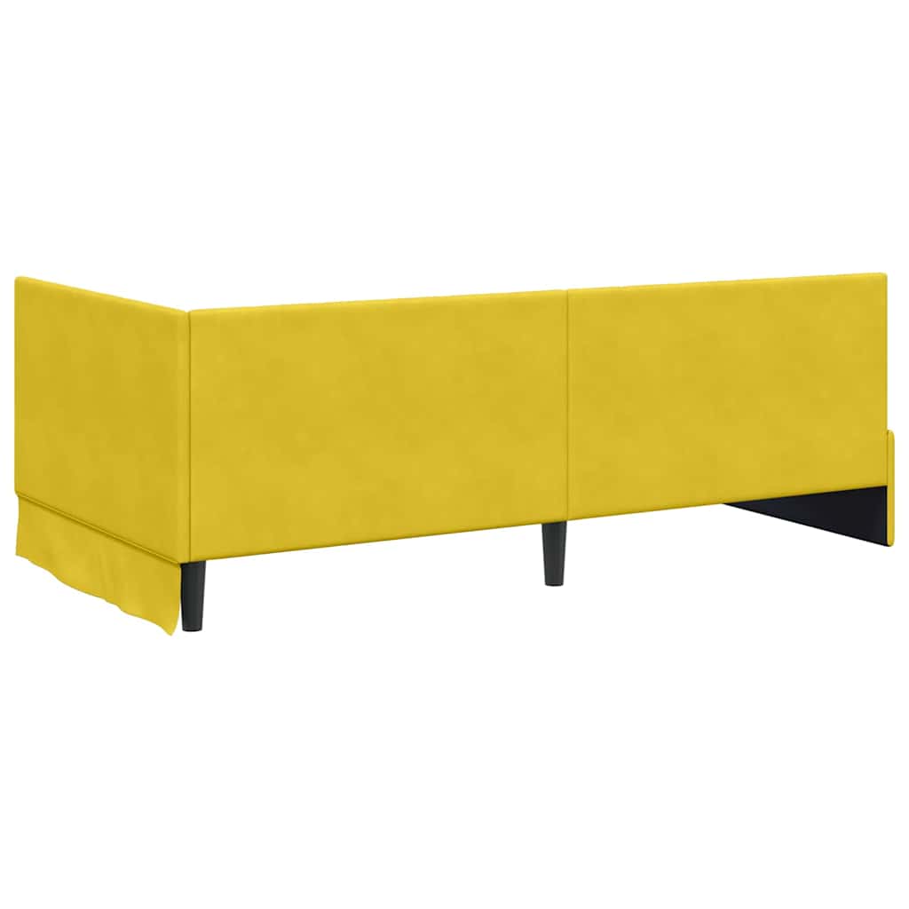 Corner Bed Frame with Headboard Yellow 90 x 200 cm Velvet