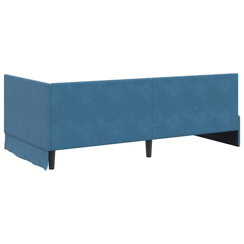 Corner Bed Frame with Headboard Blue 100 x 200 cm Velvet