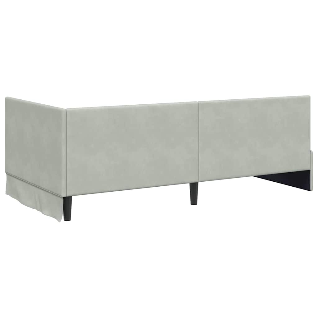 Corner Bed Frame with Headboard Light grey 100 x 200 cm Velvet