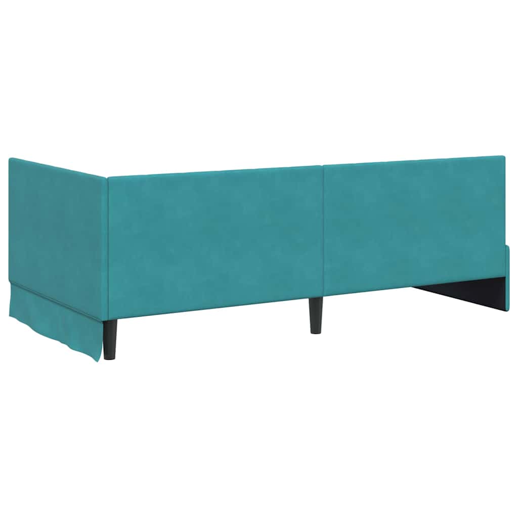 Corner Bed Frame with Headboard Turquoise 100 x 200 cm Velvet