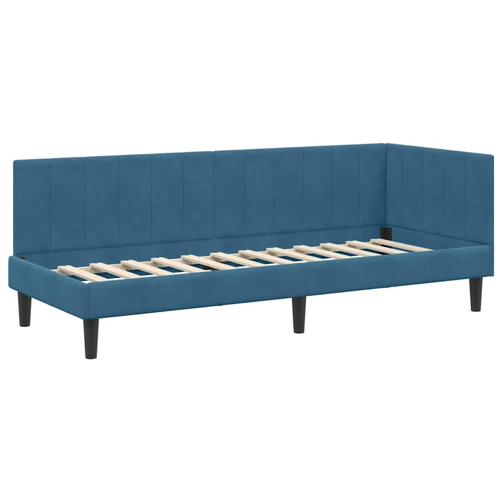 Corner Bed Frame with Headboard Blue 80 x 200 cm Velvet