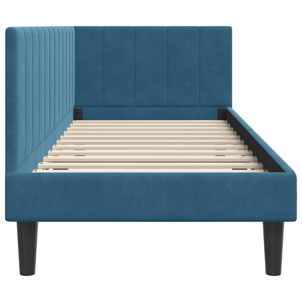Corner Bed Frame with Headboard Blue 80 x 200 cm Velvet