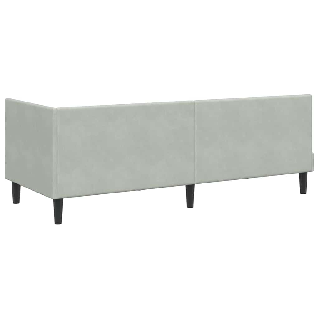 Corner Bed Frame with Headboard Light grey 80 x 200 cm Velvet