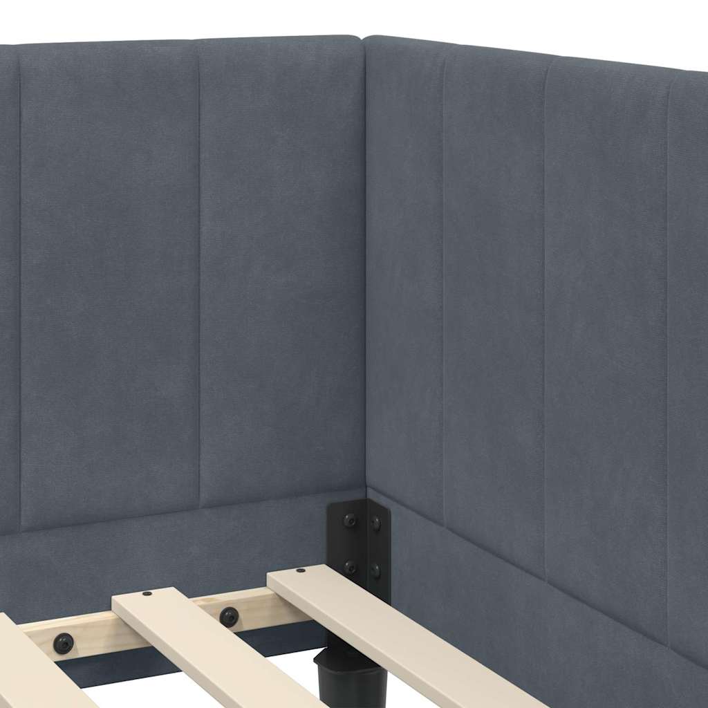 Corner Bed Frame with Headboard Dark grey 80 x 200 cm Velvet