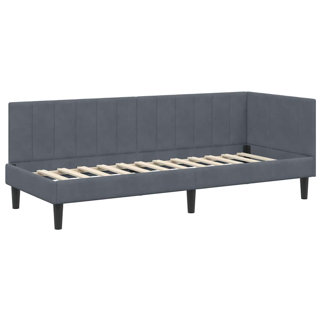 Corner Bed Frame with Headboard Dark grey 80 x 200 cm Velvet