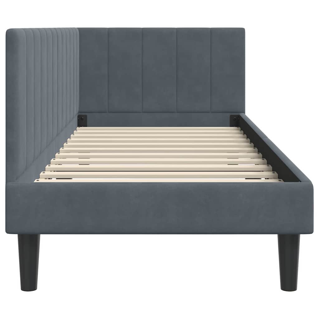 Corner Bed Frame with Headboard Dark grey 80 x 200 cm Velvet