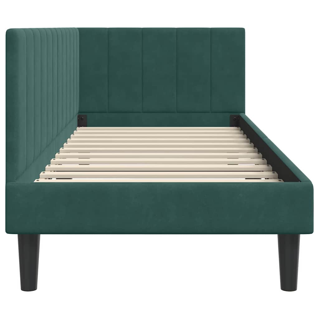 Corner Bed Frame with Headboard Dark green 80 x 200 cm Velvet
