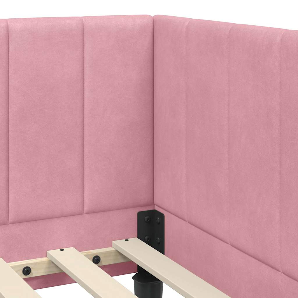Corner Bed Frame with Headboard Pink 80 x 200 cm Velvet