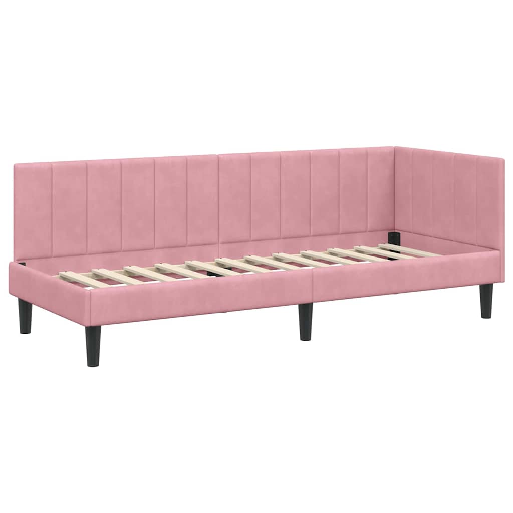 Corner Bed Frame with Headboard Pink 80 x 200 cm Velvet