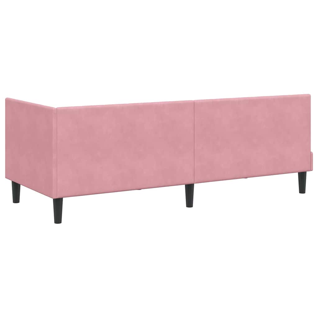 Corner Bed Frame with Headboard Pink 80 x 200 cm Velvet