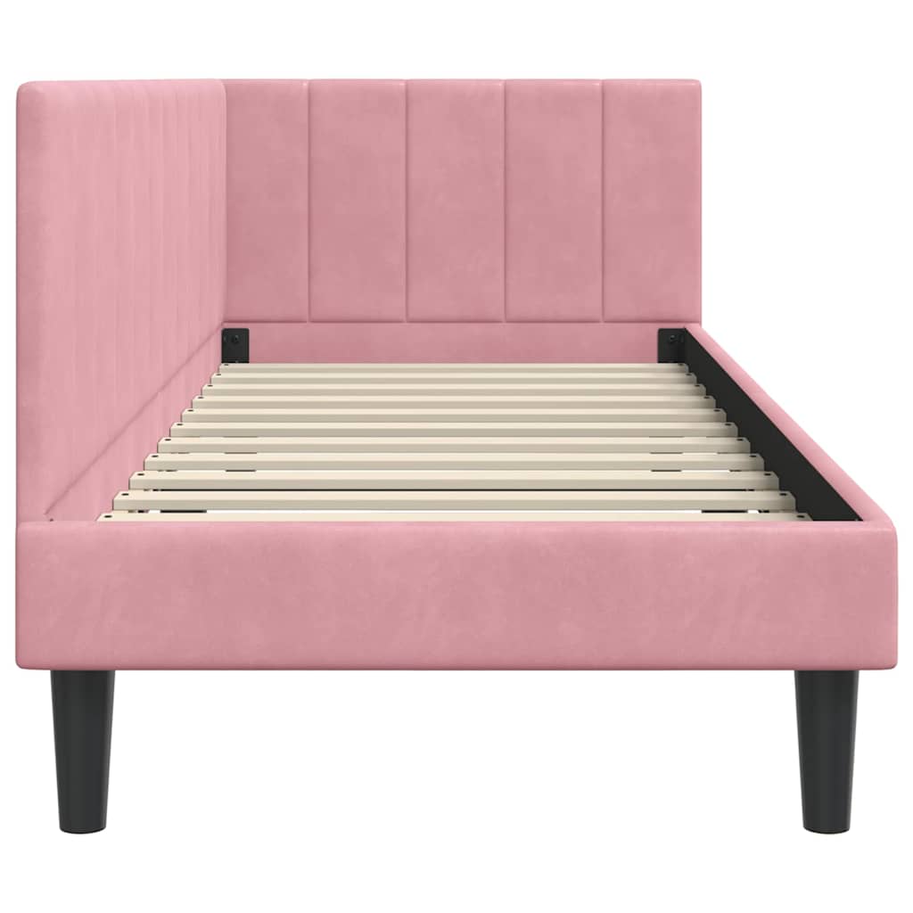 Corner Bed Frame with Headboard Pink 80 x 200 cm Velvet
