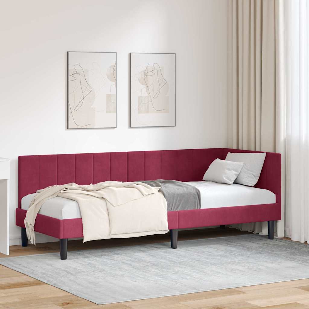 Corner Bed Frame with Headboard Wine red 80 x 200 cm Velvet