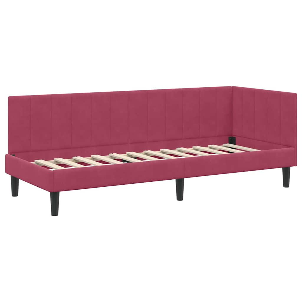 Corner Bed Frame with Headboard Wine red 80 x 200 cm Velvet