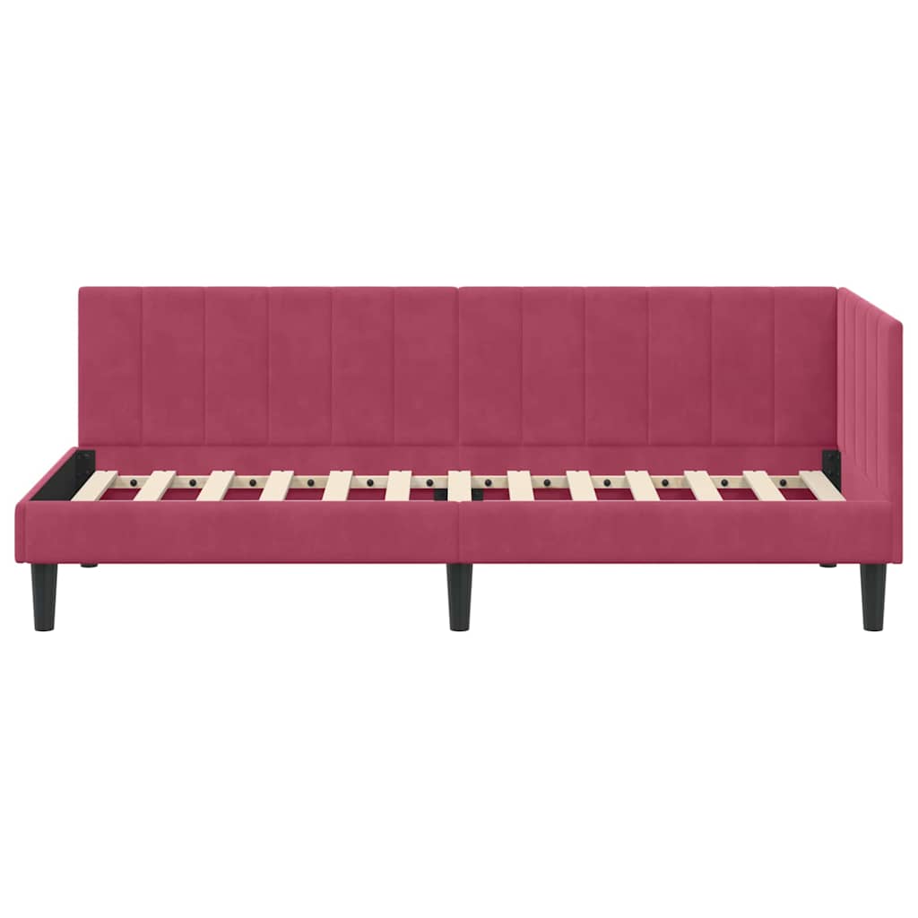 Corner Bed Frame with Headboard Wine red 80 x 200 cm Velvet