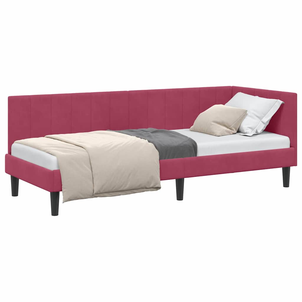 Corner Bed Frame with Headboard Wine red 80 x 200 cm Velvet
