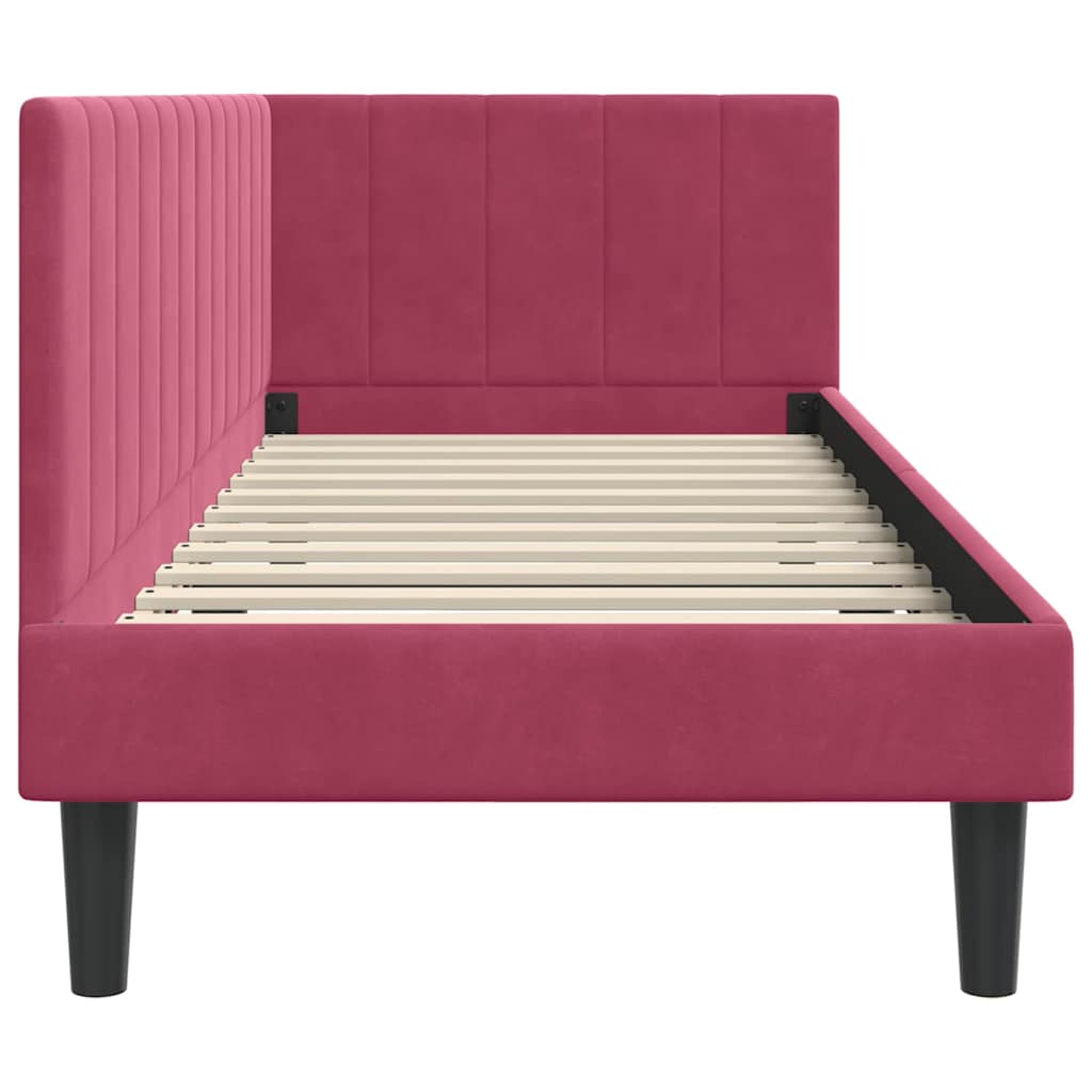 Corner Bed Frame with Headboard Wine red 80 x 200 cm Velvet