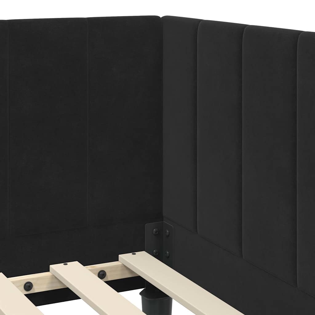 Corner Bed Frame with Headboard Black 80 x 200 cm Velvet