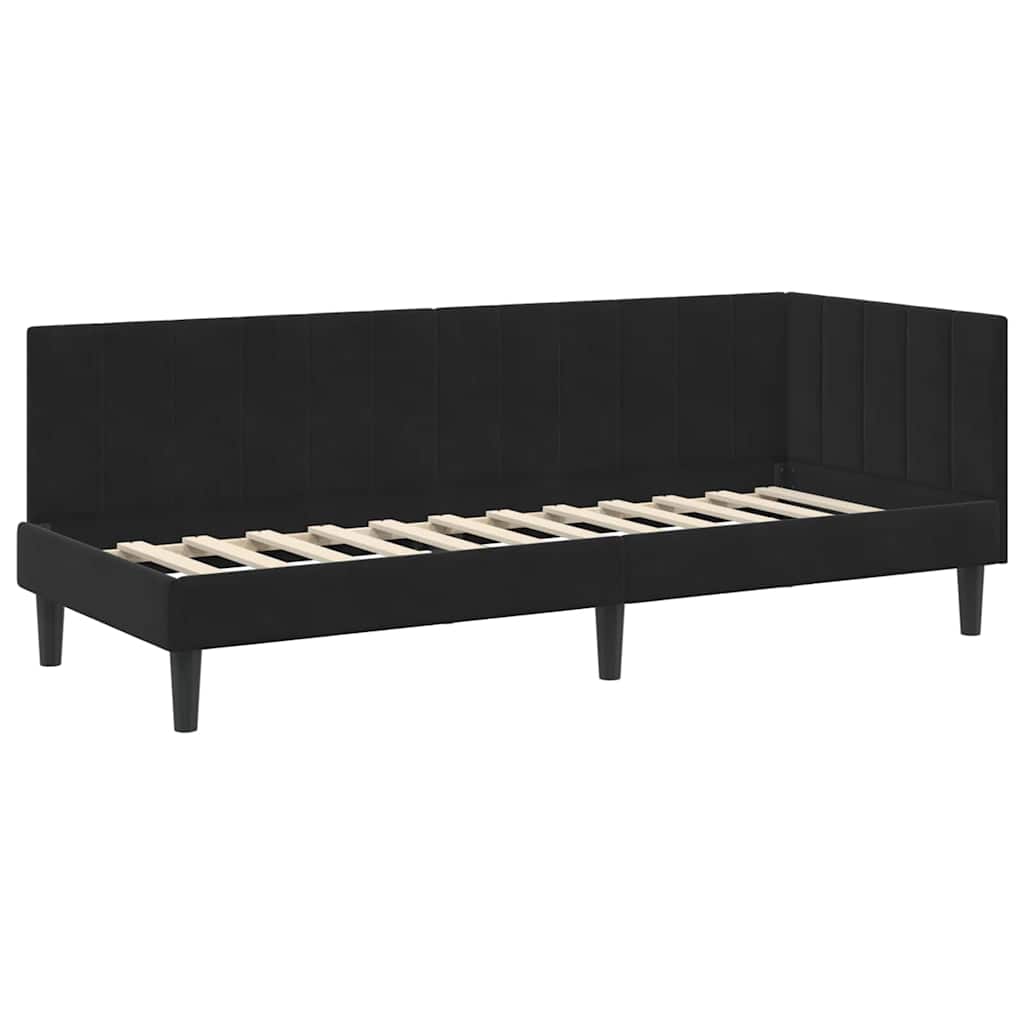Corner Bed Frame with Headboard Black 80 x 200 cm Velvet