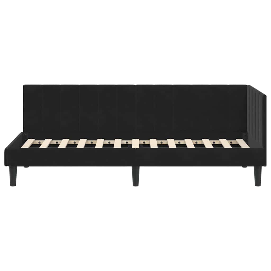 Corner Bed Frame with Headboard Black 80 x 200 cm Velvet