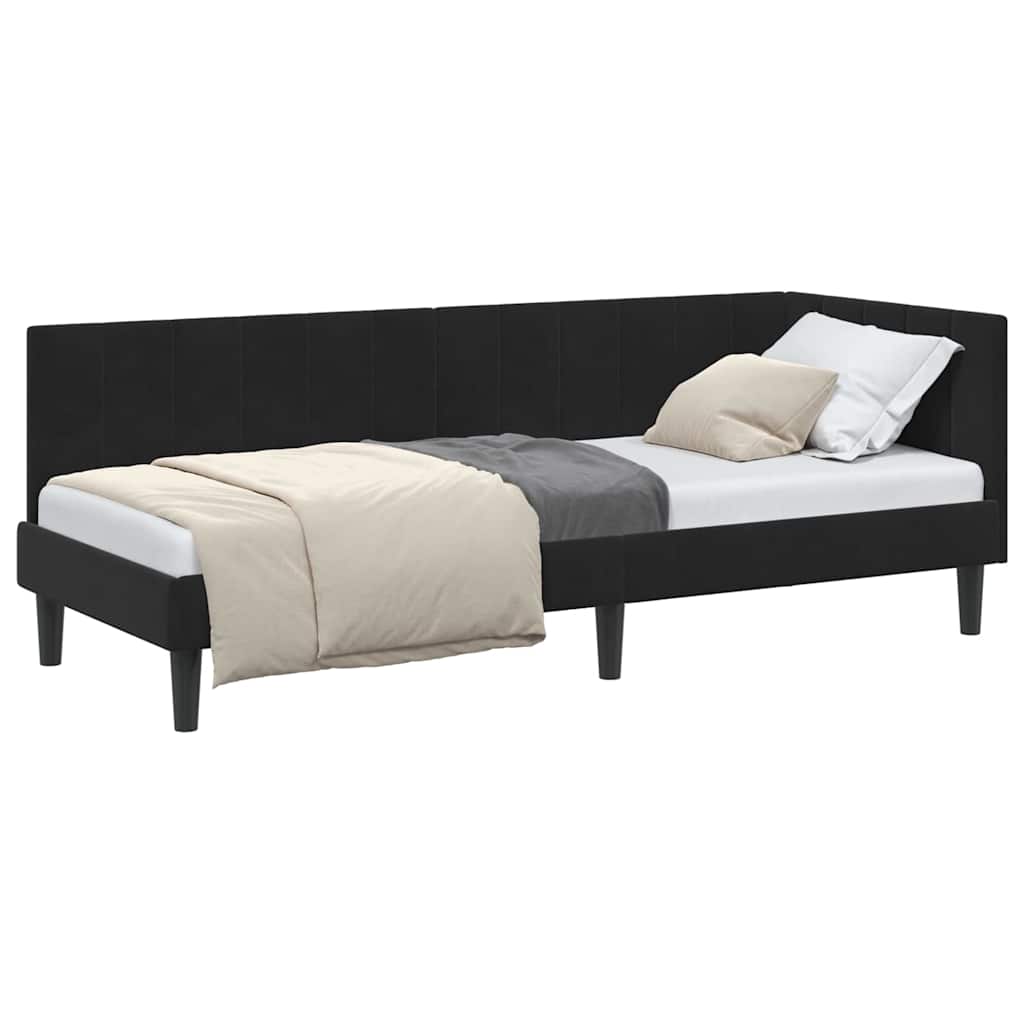 Corner Bed Frame with Headboard Black 80 x 200 cm Velvet