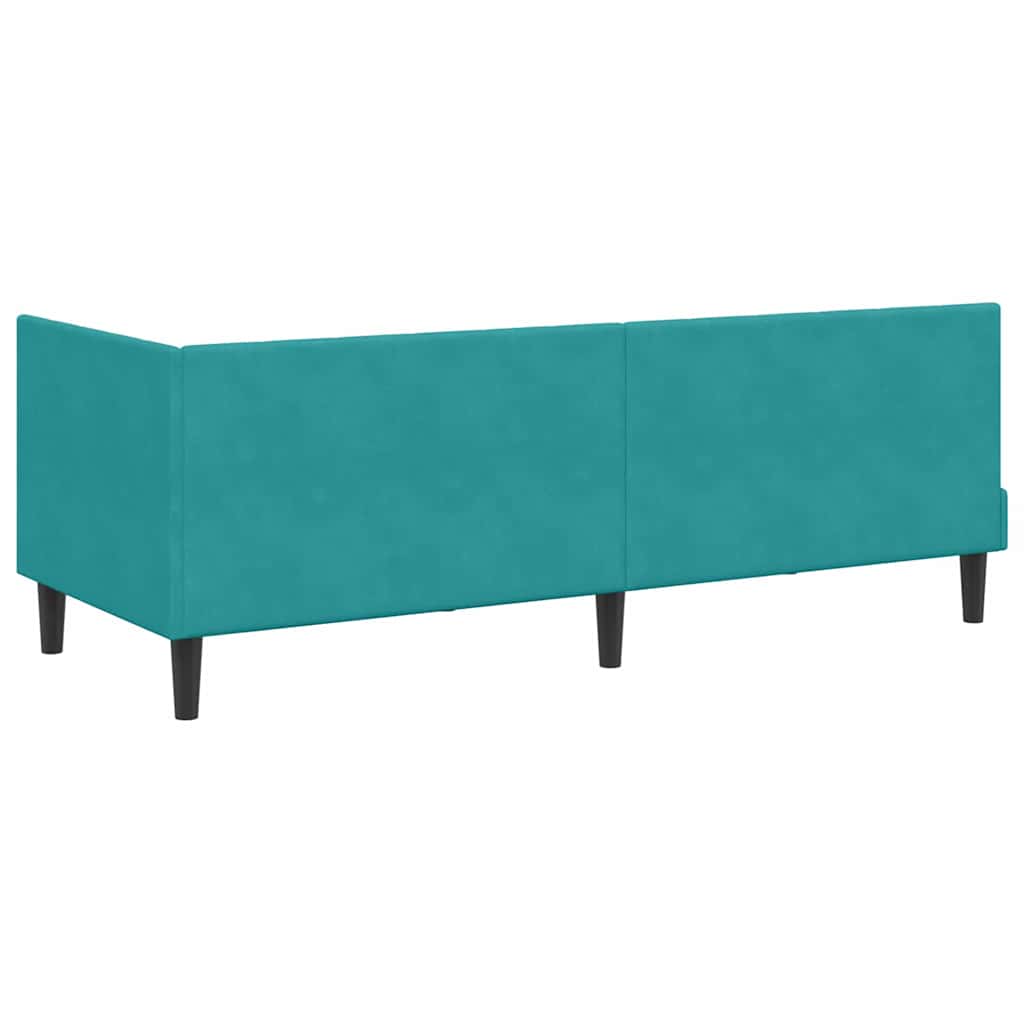 Corner Bed Frame with Headboard Turquoise 80 x 200 cm Velvet