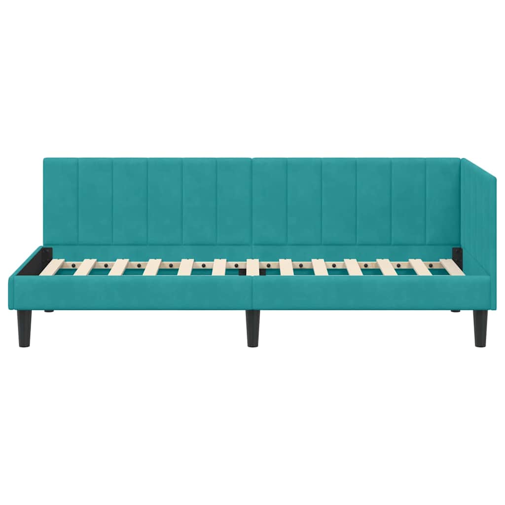 Corner Bed Frame with Headboard Turquoise 80 x 200 cm Velvet