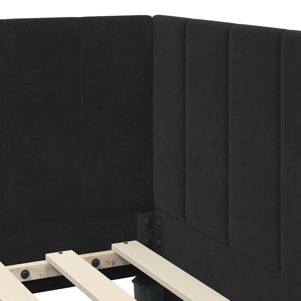 Corner Bed Frame with Headboard Black 90 x 190 cm Velvet