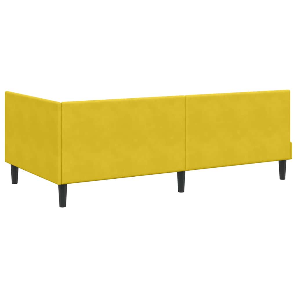 Corner Bed Frame with Headboard Yellow 90 x 200 cm Velvet