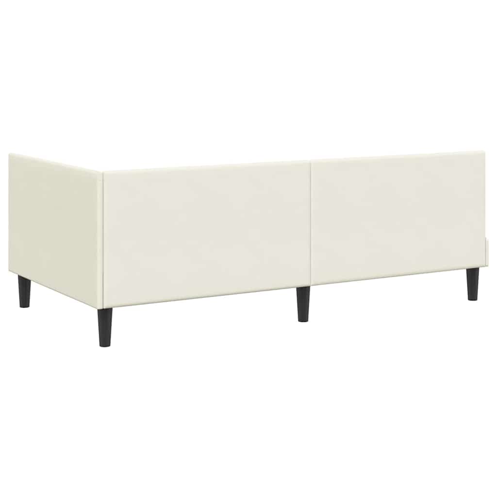Corner Bed Frame with Headboard Cream 90 x 200 cm Velvet