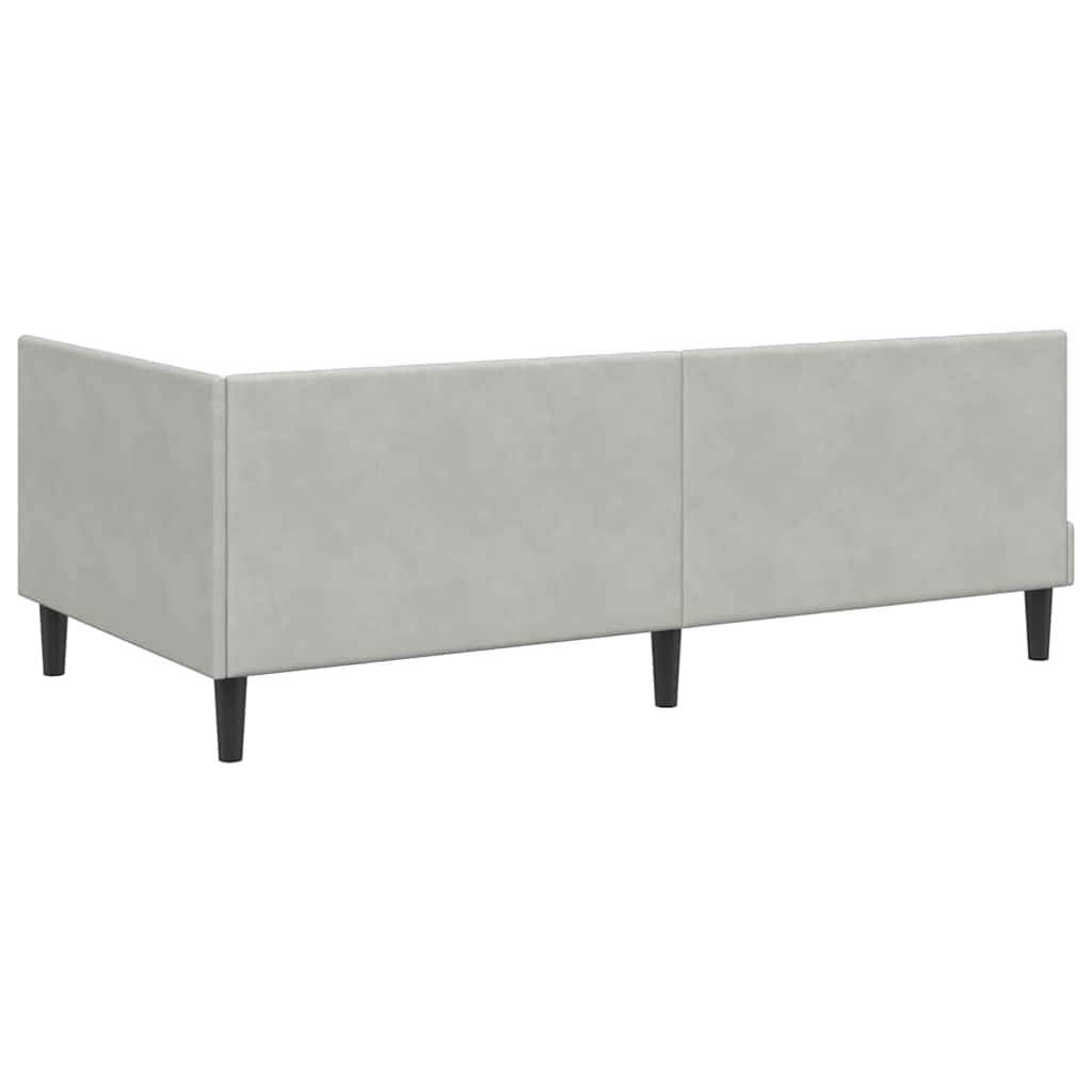 Corner Bed Frame with Headboard Light grey 100 x 200 cm Velvet