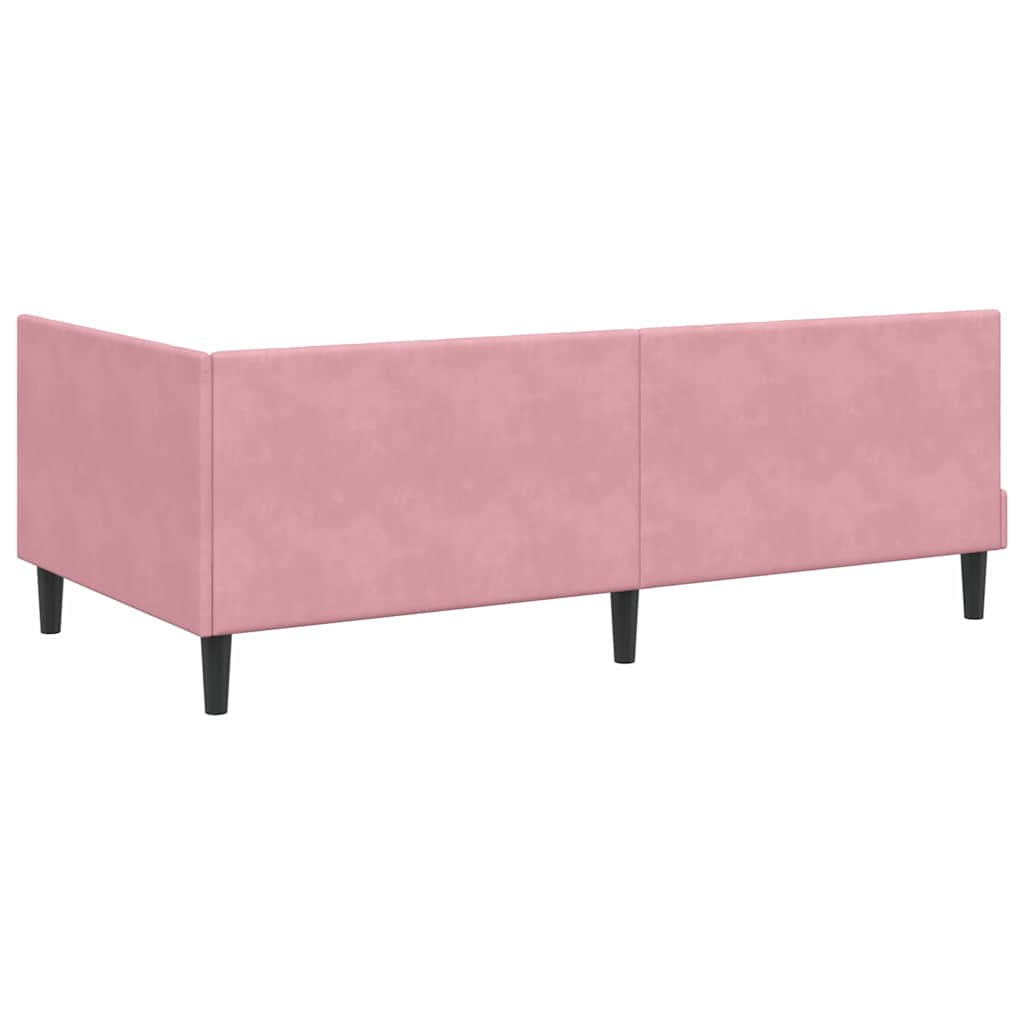 Corner Bed Frame with Headboard Pink 100 x 200 cm Velvet