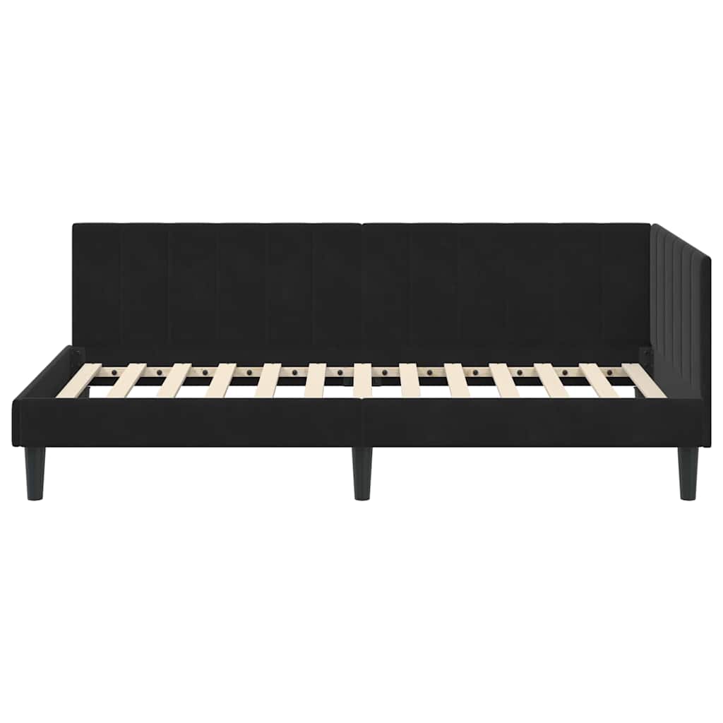 Corner Bed Frame with Headboard Black 100 x 200 cm Velvet