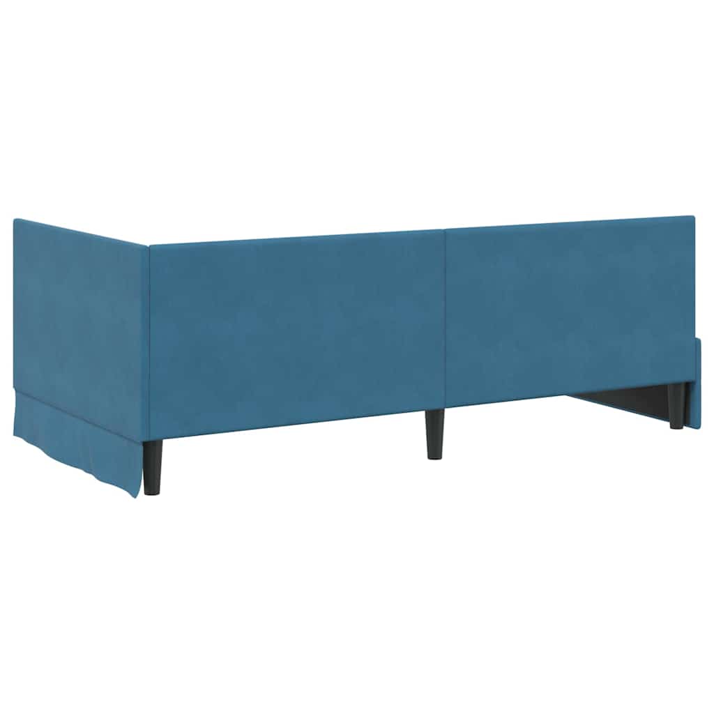 Corner Bed Frame with Headboard Blue 90 x 190 cm Velvet