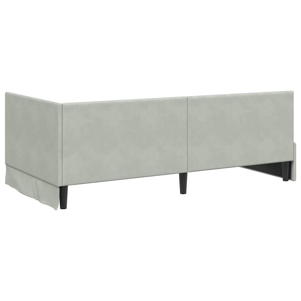Corner Bed Frame with Headboard Light grey 90 x 190 cm Velvet