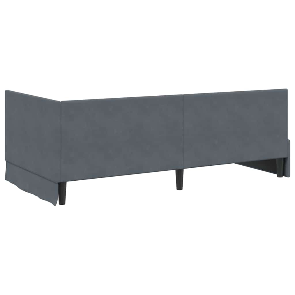 Corner Bed Frame with Headboard Dark grey 90 x 190 cm Velvet
