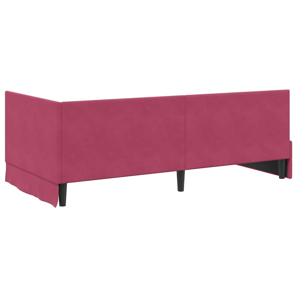 Corner Bed Frame with Headboard Wine red 90 x 190 cm Velvet
