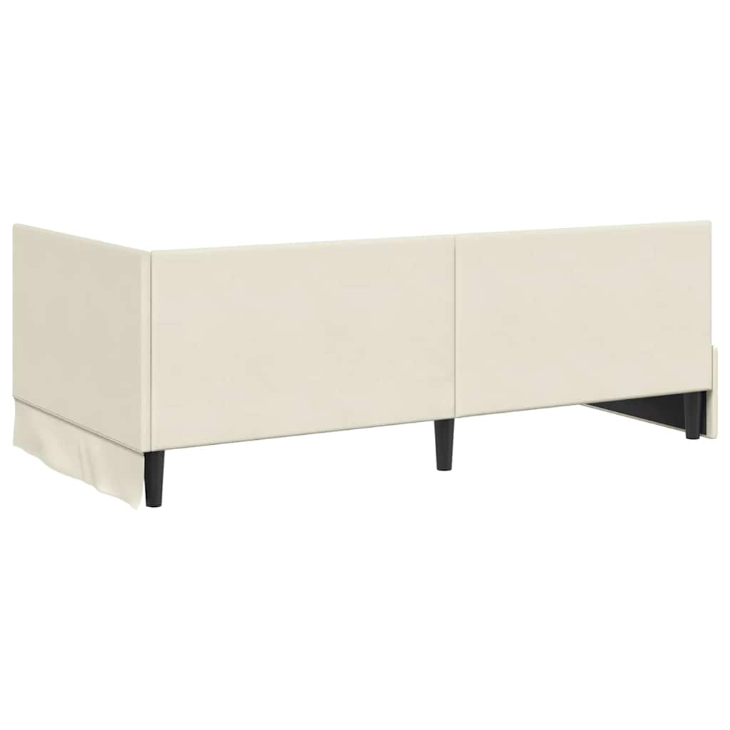 Corner Bed Frame with Headboard Cream 90 x 190 cm Velvet