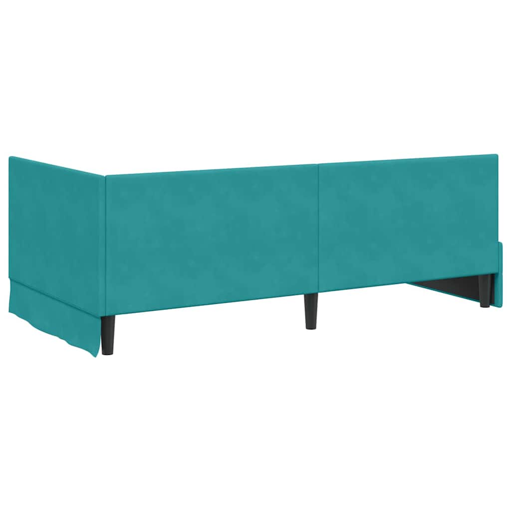 Corner Bed Frame with Headboard Turquoise 90 x 190 cm Velvet