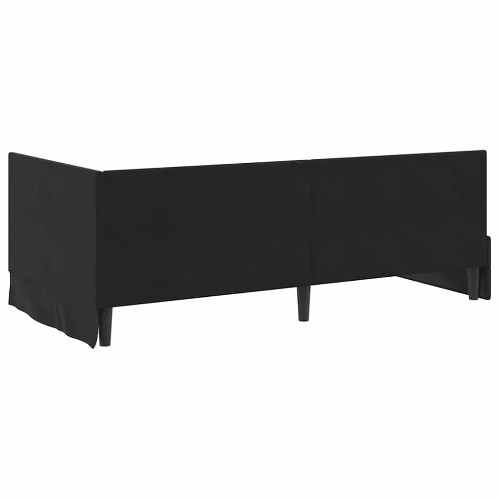 Corner Bed Frame with Headboard Black 90 x 200 cm Velvet