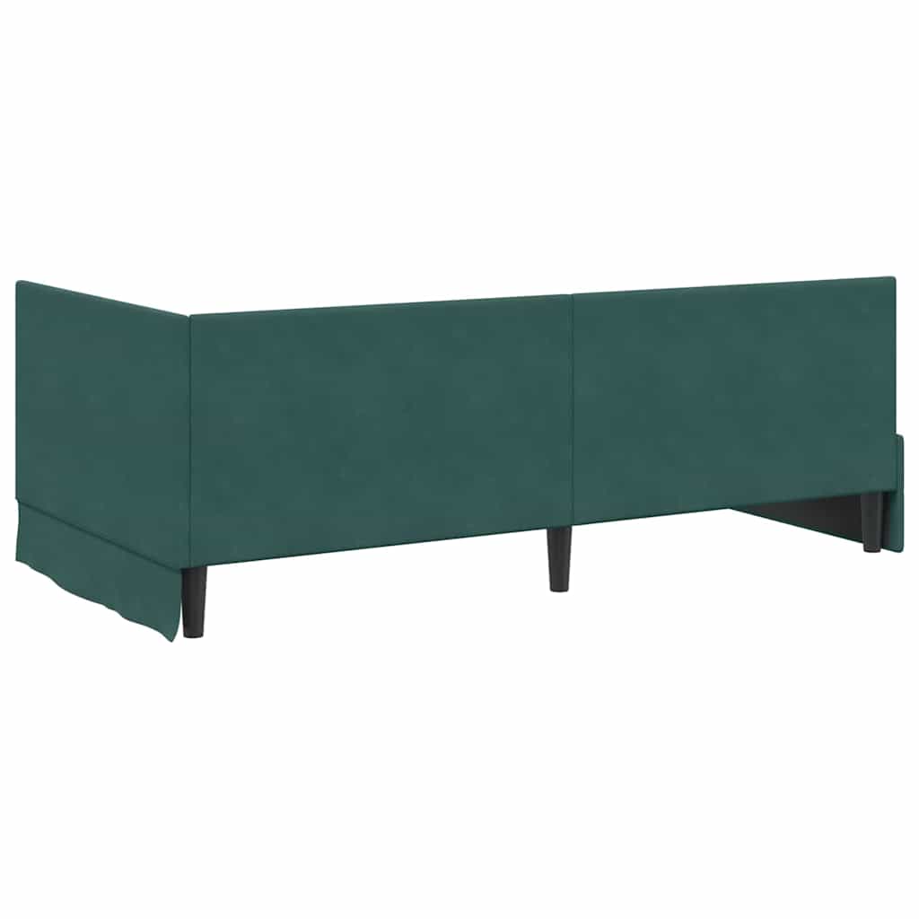 Corner Bed Frame with Headboard Dark green 100 x 200 cm Velvet