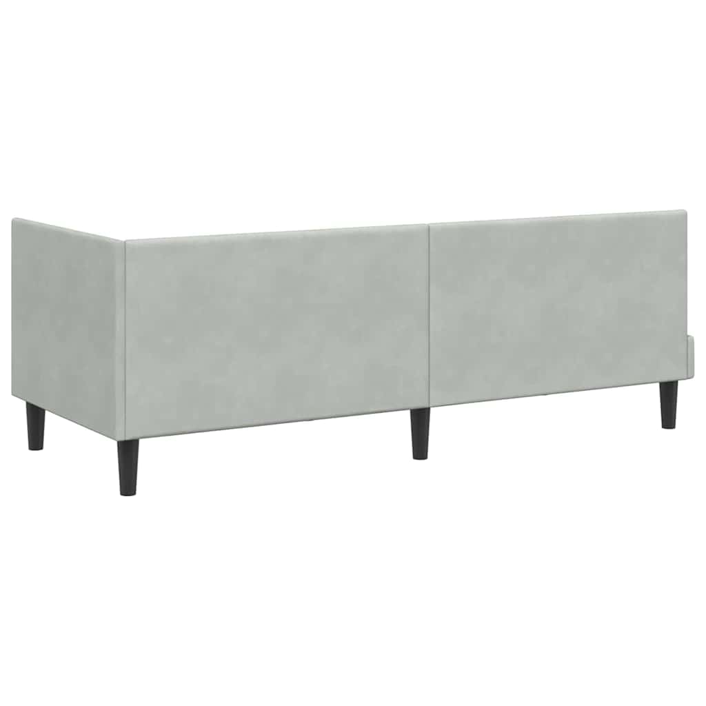 Corner Bed Frame with Headboard Light grey 80 x 200 cm Velvet